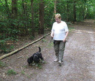 Eico und Frauchen im Wald