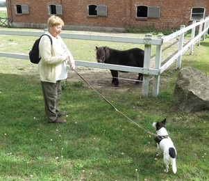 Fluffy mit Frauchen und Pony