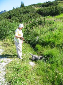 Xenia und Frauchen in den Bergen