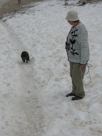 Xenia und Frauchen im Schnee